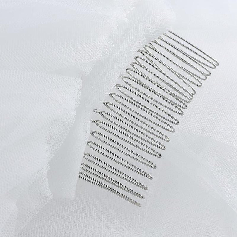 Bmirth 1 Layer Bridal Wedding Veil Cathedral Long Length Lace Bride Tulle Hair Accessories With Comb for women Floral 118" Veil Headpeice (Ivory-2) - Image 4